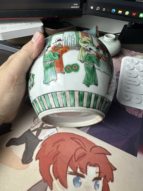 古玩陶瓷人物紋五彩罐真品鑒賞圖