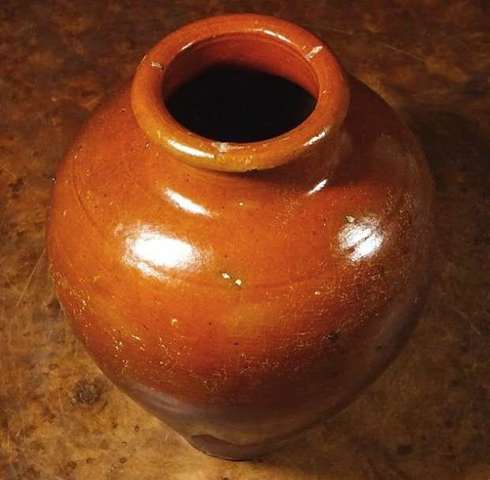 古玩陶瓷黃釉萬年罐真品鑒賞圖