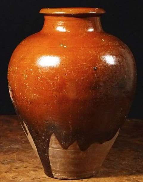 古玩陶瓷黃釉萬年罐真品鑒賞圖
