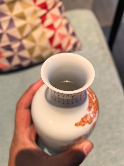 古玩陶瓷礬紅描金人物詩文燈籠瓶真品鑒賞圖