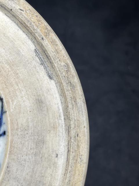 古玩陶瓷青花五彩人物詩紋硯臺真品鑒賞圖