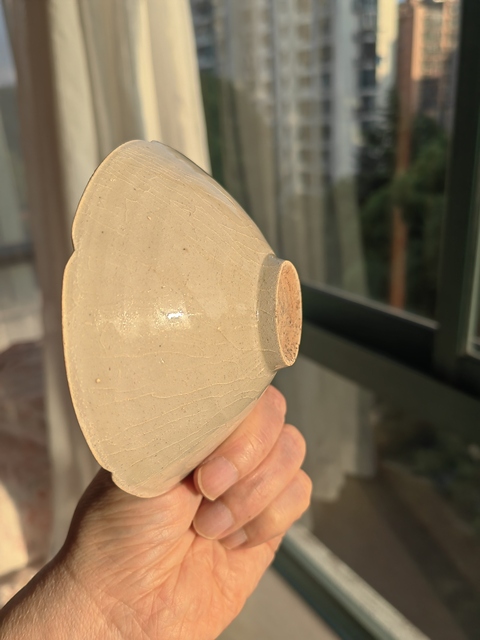 古玩陶瓷青白釉葵口斗笠盞真品鑒賞圖
