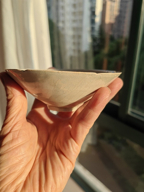 古玩陶瓷青白釉葵口斗笠盞真品鑒賞圖