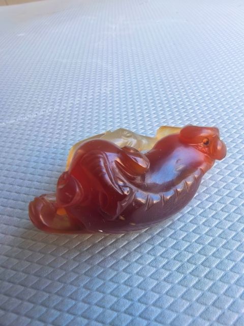 古玩雜項瑪瑙子母瑞獸真品鑒賞圖