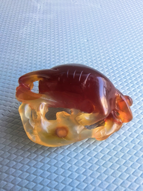 古玩雜項瑪瑙子母瑞獸真品鑒賞圖
