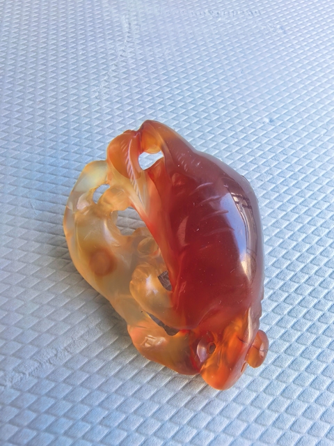 古玩雜項瑪瑙子母瑞獸真品鑒賞圖