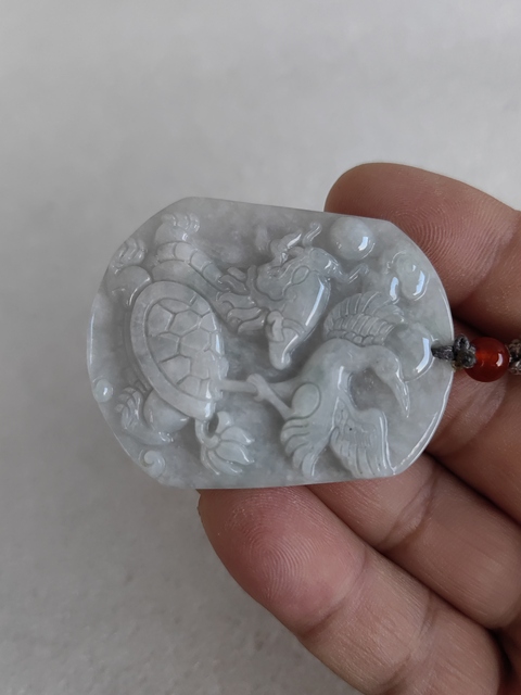 古玩玉器天然翡翠“松鶴延年”牌拍賣，當前價格260元