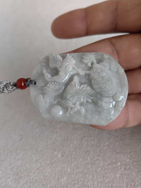 古玩玉器天然翡翠“松鶴延年”牌拍賣，當前價格260元