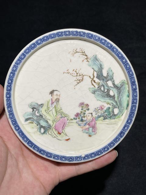 古玩陶瓷粉彩愛菊圖插屏真品鑒賞圖