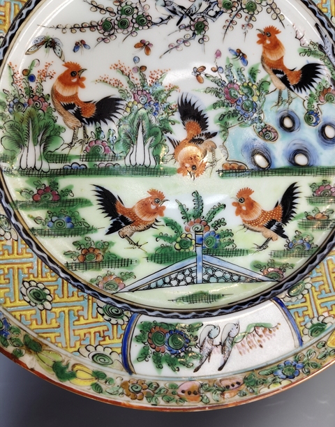 古玩陶瓷廣彩官上加官盤真品鑒賞圖