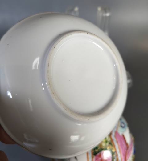 古玩陶瓷廣彩花鳥紋杯碟真品鑒賞圖