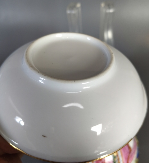 古玩陶瓷廣彩花鳥紋杯碟真品鑒賞圖