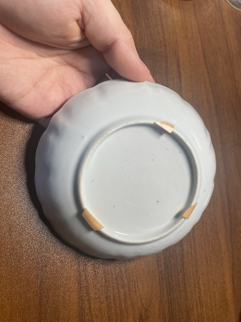古玩陶瓷青花亭臺樓閣山水紋花口盤真品鑒賞圖