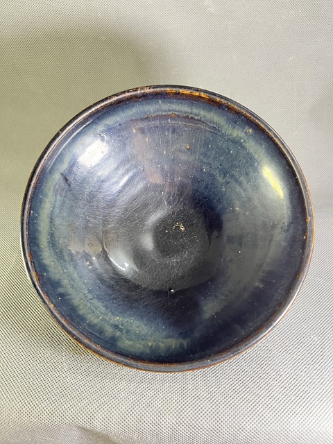 古玩陶瓷耀州窯窯變黑釉大碗真品鑒賞圖