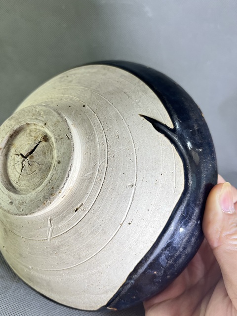 古玩陶瓷耀州窯窯變黑釉大碗真品鑒賞圖