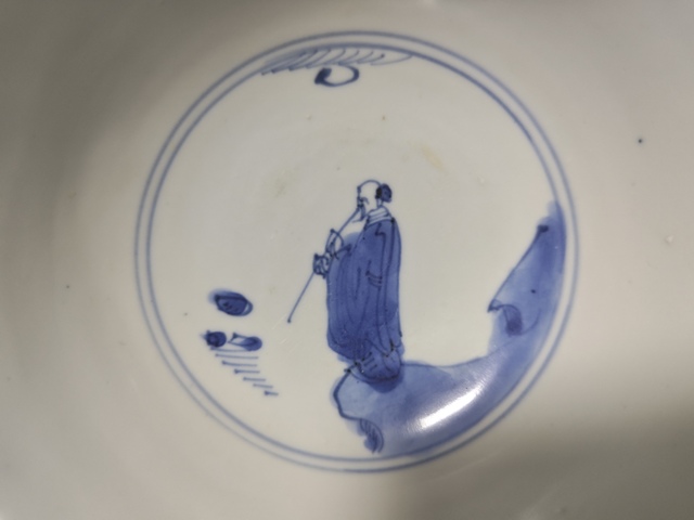 古玩陶瓷青花山水高士圖碗真品鑒賞圖