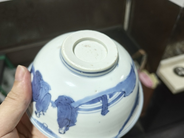 古玩陶瓷青花山水高士圖碗真品鑒賞圖