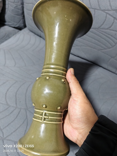 古玩陶瓷茶葉末釉花觚真品鑒賞圖