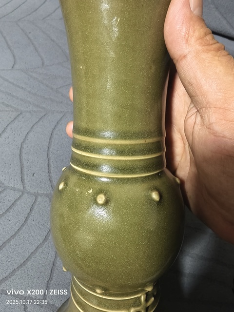 古玩陶瓷茶葉末釉花觚真品鑒賞圖