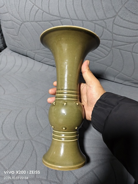 古玩陶瓷茶葉末釉花觚真品鑒賞圖