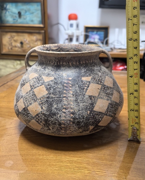 古玩陶瓷彩繪雙耳陶罐真品鑒賞圖