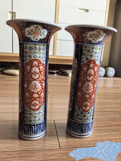 古玩陶瓷青花五彩花觚真品鑒賞圖