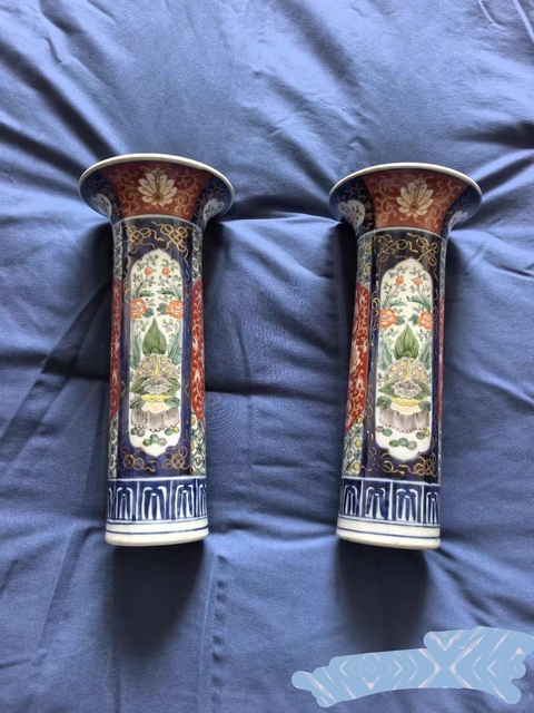 古玩陶瓷青花五彩花觚真品鑒賞圖