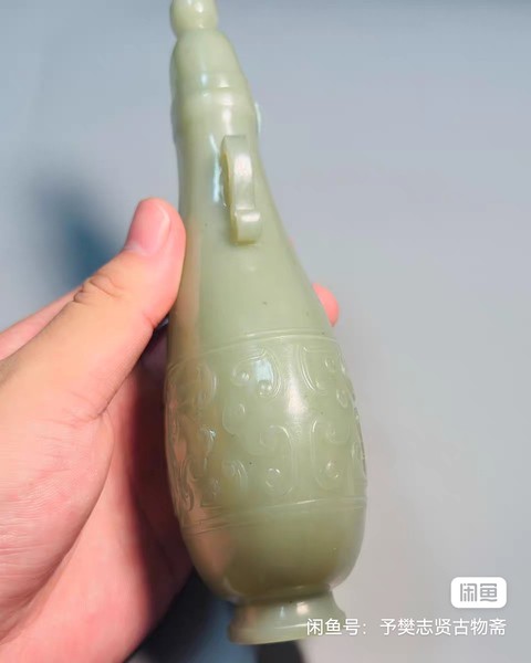 古玩玉器和田玉雕“獸面紋瓶”真品鑒賞圖