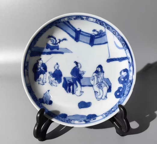 古玩陶瓷青花人物故事盤拍賣，當前價格1800元
