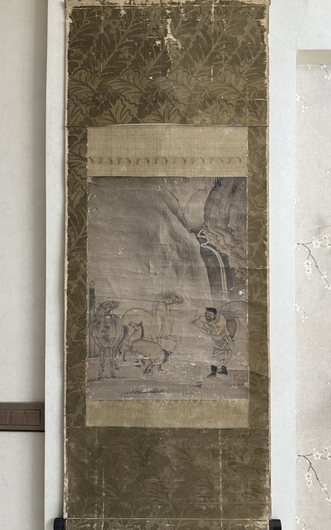 古玩字畫喂馬圖真品鑒賞圖