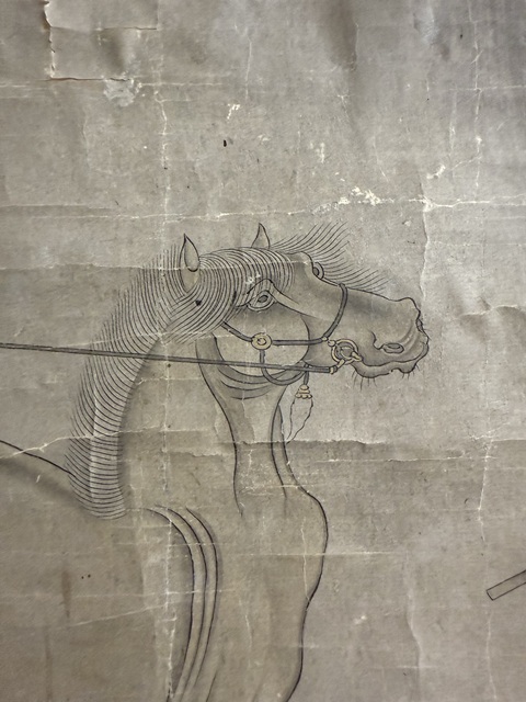 古玩字畫喂馬圖真品鑒賞圖