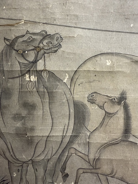 古玩字畫喂馬圖真品鑒賞圖