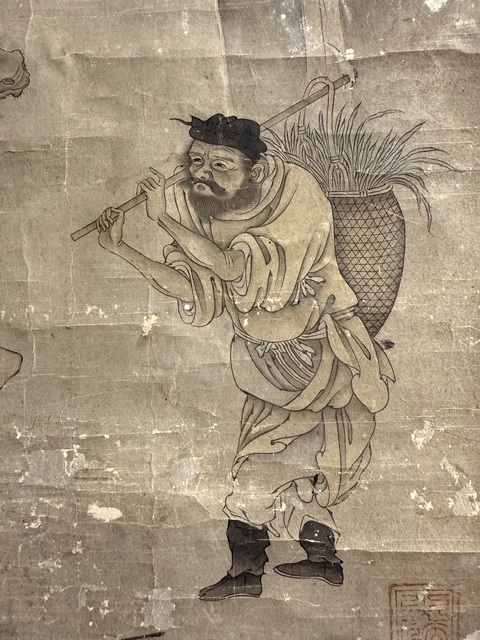 古玩字畫喂馬圖真品鑒賞圖