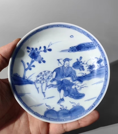 古玩陶瓷人物紋青花盤拍賣,當前價格1500元