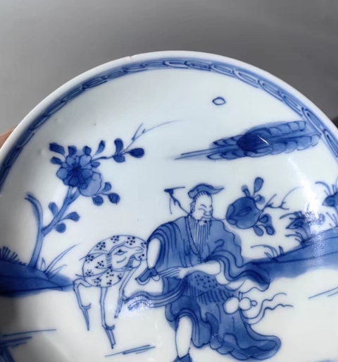 古玩陶瓷人物紋青花盤拍賣,當前價格1500元