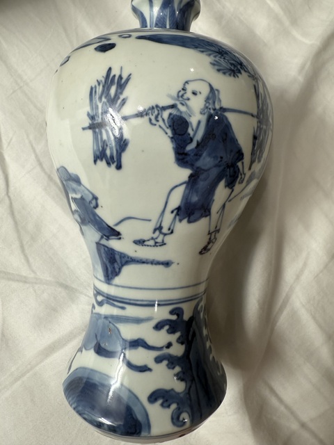 古玩陶瓷明萬歷青花人物故事圖梅瓶真品鑒賞圖
