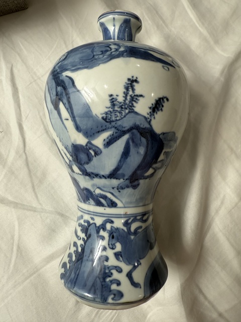 古玩陶瓷明萬歷青花人物故事圖梅瓶真品鑒賞圖