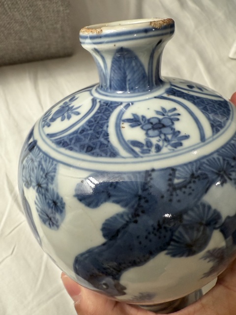 古玩陶瓷明萬歷青花人物故事圖梅瓶真品鑒賞圖