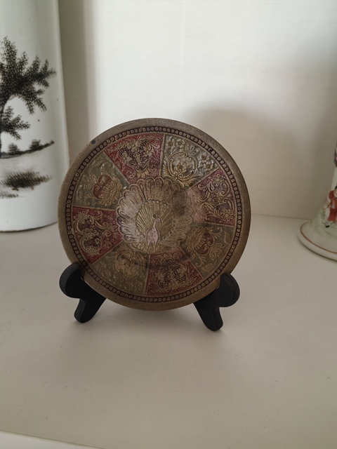 古玩銅器銅彩盤真品鑒賞圖