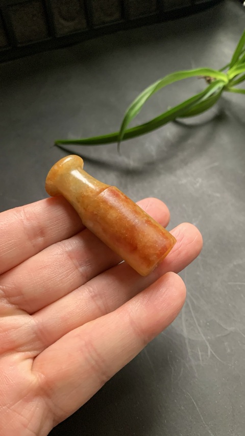 古玩玉器翡翠雕“素紋煙嘴”真品鑒賞圖