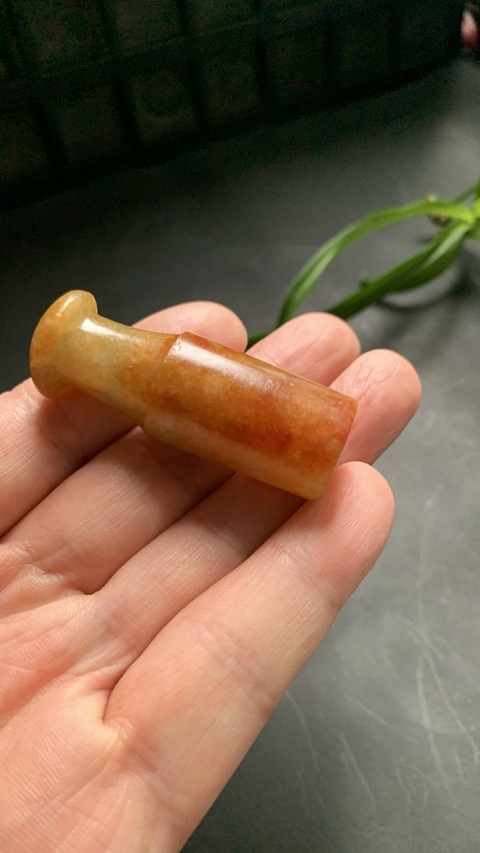 古玩玉器翡翠雕“素紋煙嘴”真品鑒賞圖