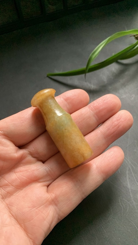 古玩玉器翡翠雕“素紋煙嘴”真品鑒賞圖