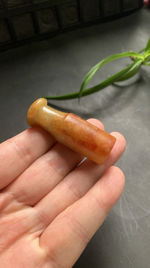 古玩玉器翡翠雕“素紋煙嘴”真品鑒賞圖