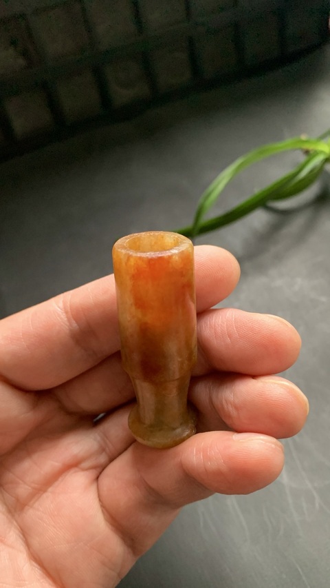 古玩玉器翡翠雕“素紋煙嘴”真品鑒賞圖