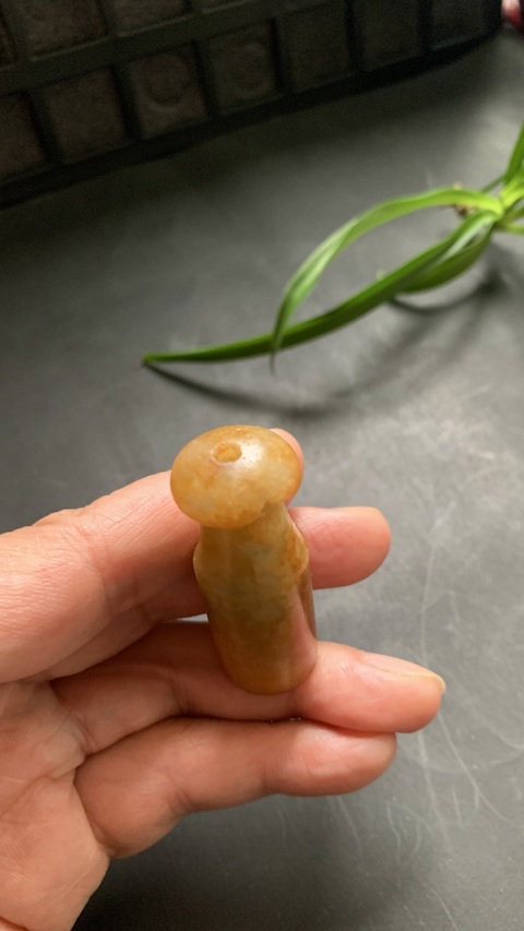 古玩玉器翡翠雕“素紋煙嘴”真品鑒賞圖