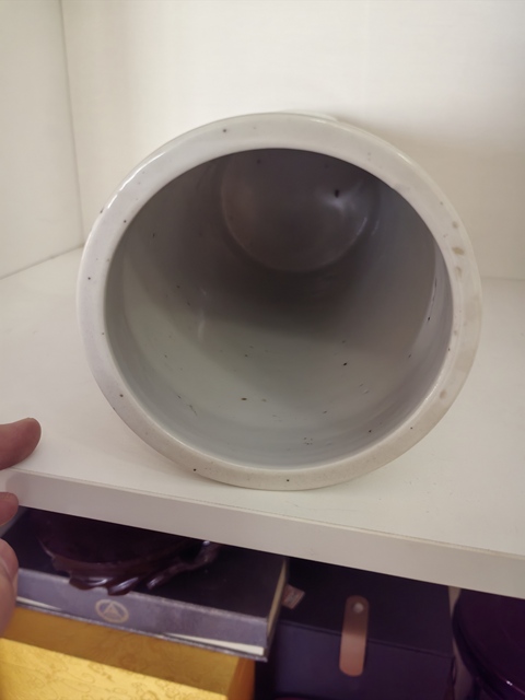 古玩陶瓷墨彩礬紅竹林高士圖帽筒真品鑒賞圖