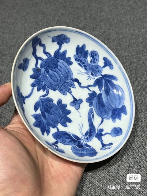 古玩陶瓷青花瓜瓞綿綿圖盤真品鑒賞圖