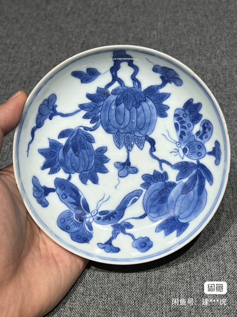 古玩陶瓷青花瓜瓞綿綿圖盤真品鑒賞圖