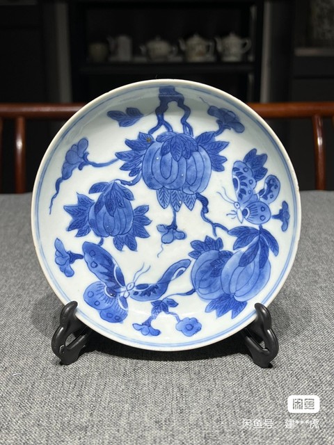 古玩陶瓷青花瓜瓞綿綿圖盤真品鑒賞圖
