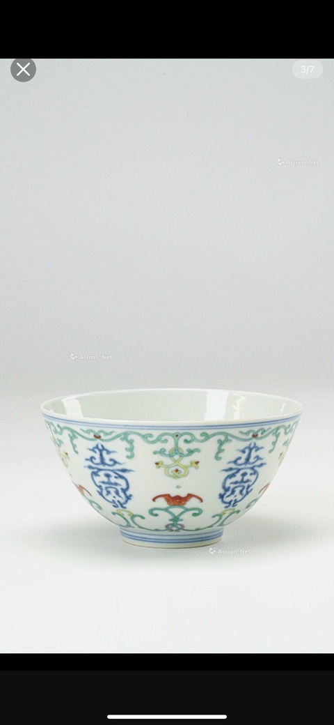 古玩陶瓷清道光 斗彩福壽紋碗真品鑒賞圖